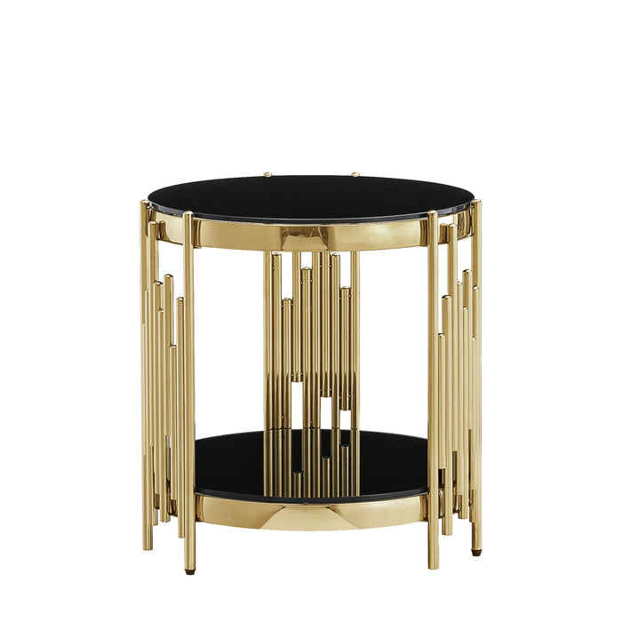 Round Double Tier Table With Flute Shaped Tube Legs