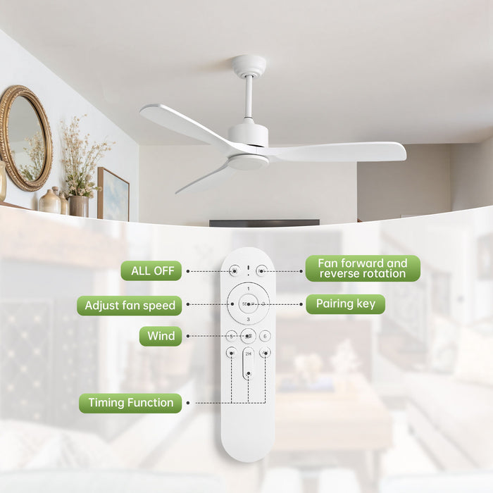 52" All Ceiling Fan With DC Reversible Motor, 3 Blades