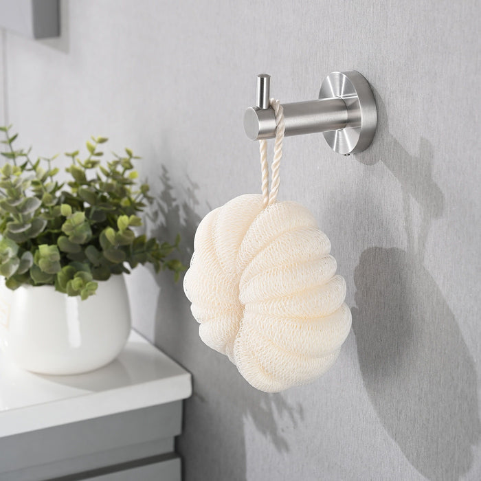 Bathroom Set 4 Pack With Towel Bar Racks, Toilet Paper Holder, Ring, Hook, Stainless Steel - Brushed Nickel