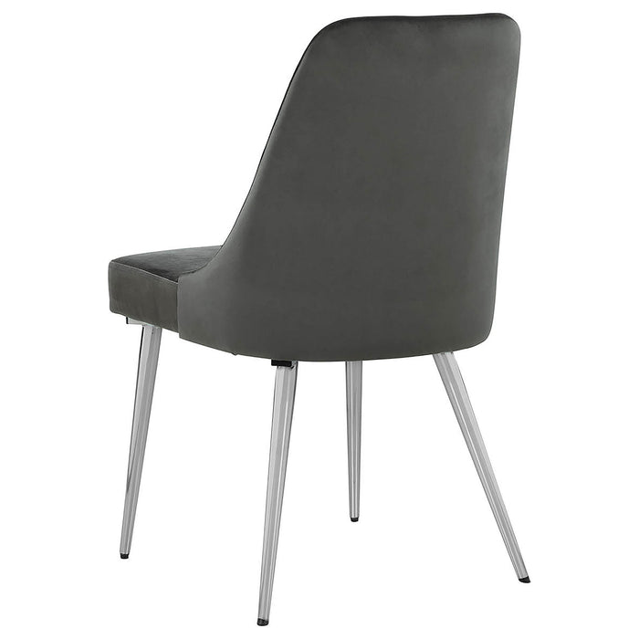Padded Side Chair Of 2) With Upholstered Seat And Polished - Gray