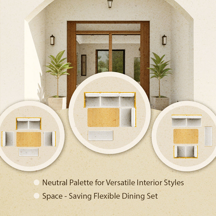 Farmhouse Solid Wood Dining Nook Set For 6, Space Saving High Top Corner Table With Bench & Chairs - Natural / White