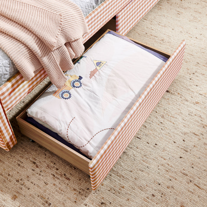 Gingham Daybed With USB Charging Port, Wave-Shaped Design