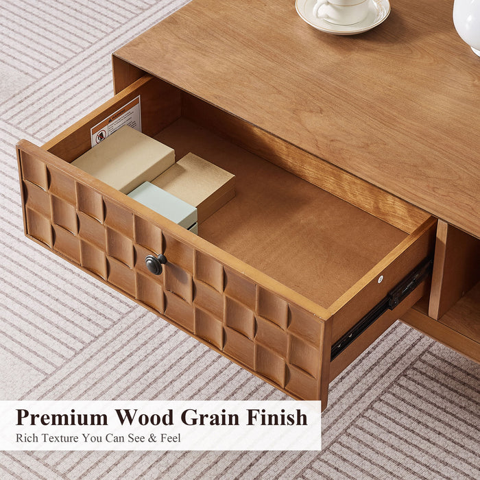 Coffee Table With Hidden Drawer And Open Shelf