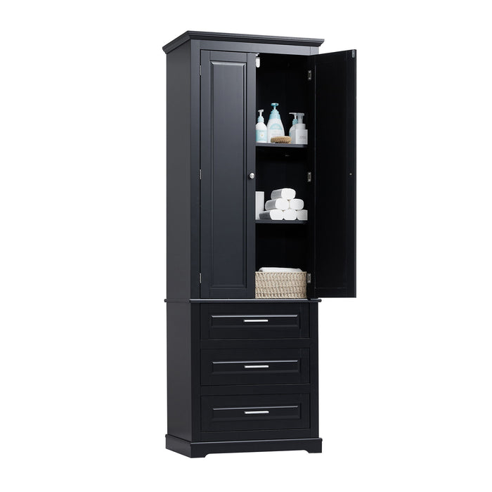 Tall Storage Cabinet With 3 Drawers For Bathroom