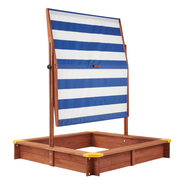 Kids Sandbox With Cover, Sand Box With Adjustable Canopy, Large Outdoor Cedar Sandpit For Backyard Play - Reddish Brown