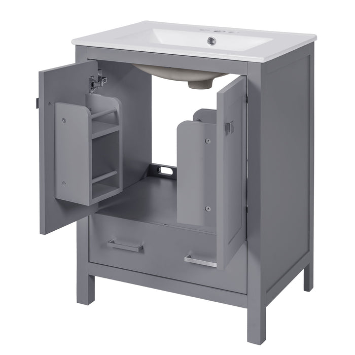 Bathroom Vanity With Integrated Undermount Ceramic Sink, 2 Doors And 1 Drawer, Soft Close Hinges