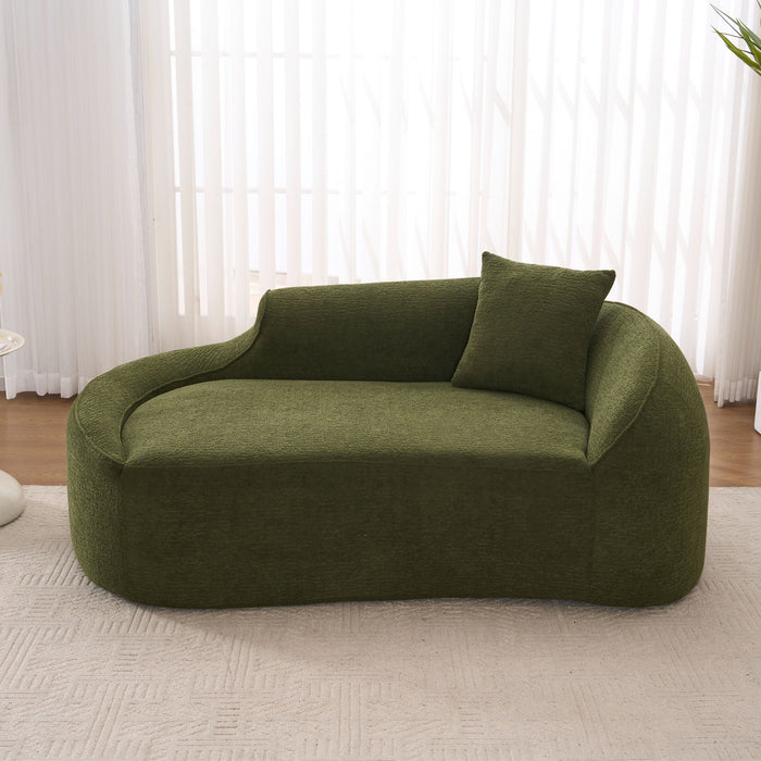 Compression Curved Chaise Longue Chair Indoor Loveseat Sofa Bed With Deep Seat And Pillow - Green