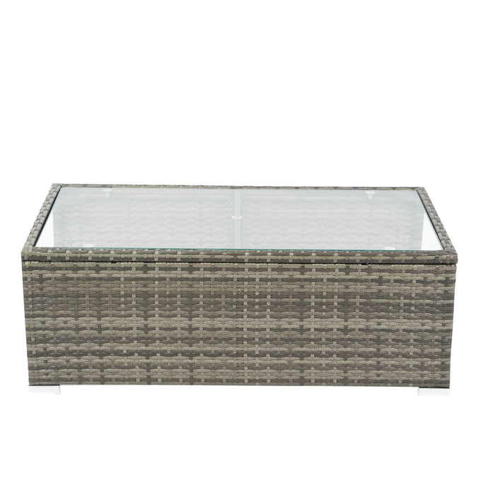 8 Piece Patio Sectional Wicker Rattan Outdoor Furniture Sof Set With One Storage Box Under Seat And Cushion Box - Gray / Black