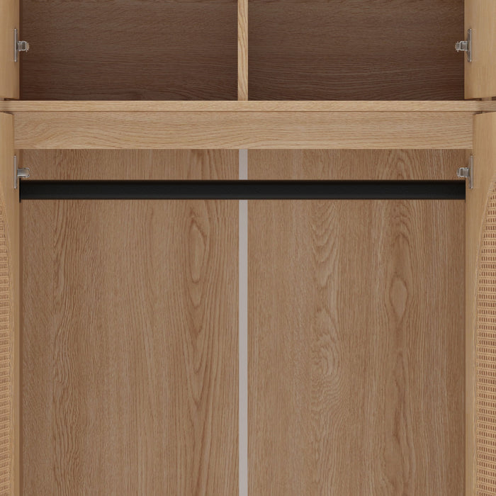 8 Door Armoire Wardrobe With Adjustable Shelves And Hanging Rod