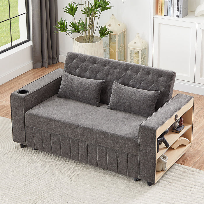 Pull-Out Sofa Bed Convertible Couch With Adjustable Backrest For Living Room