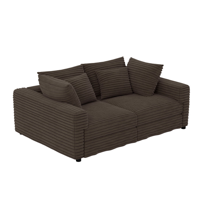 Deep Seat Convertible Sofa With Soft Pillows And Ottomans