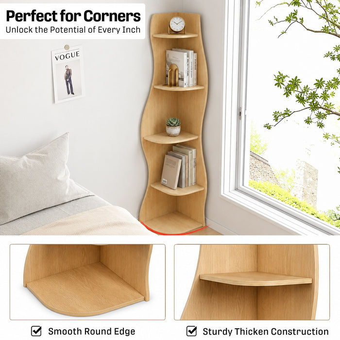 5 Tier S - Shaped Corner Shelf For Living Room