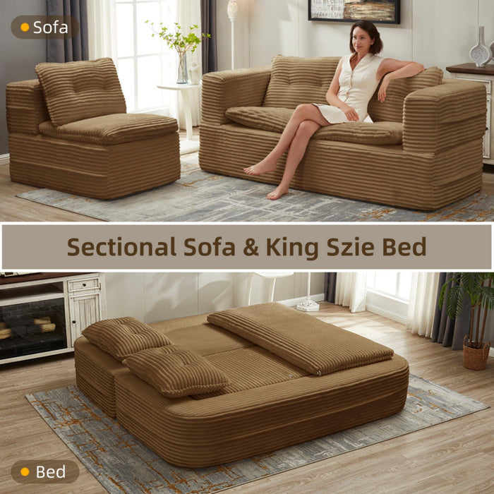 Multi Functional Sectional Sofa Bed With Independent Chaise Lounge And Functional Blanket
