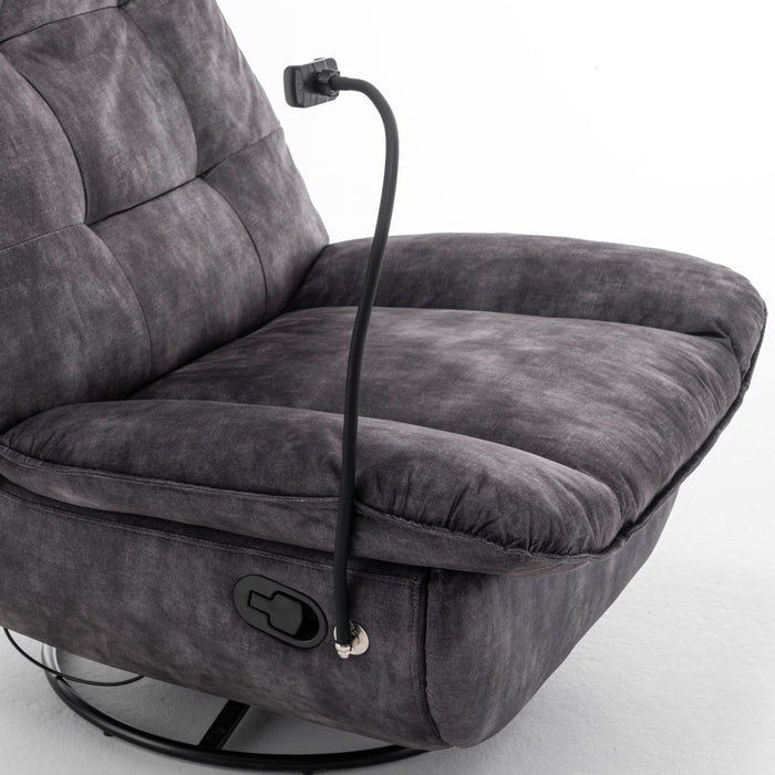 Modern Swivel Gliding Recliner Chair With Rocking Function And Phone Holder, Large Comfortable
