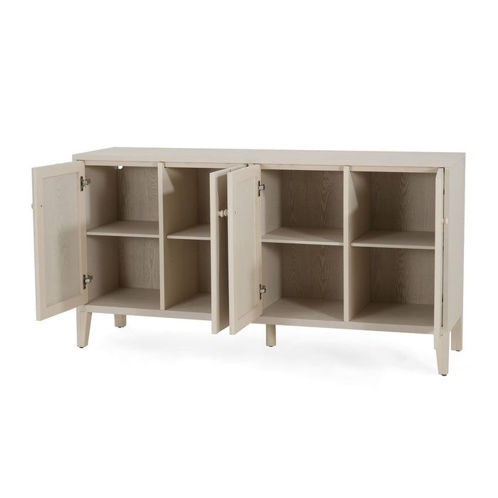 Wood Sideboard With Adjustable Shelves And Storage Cabinet - White Washed