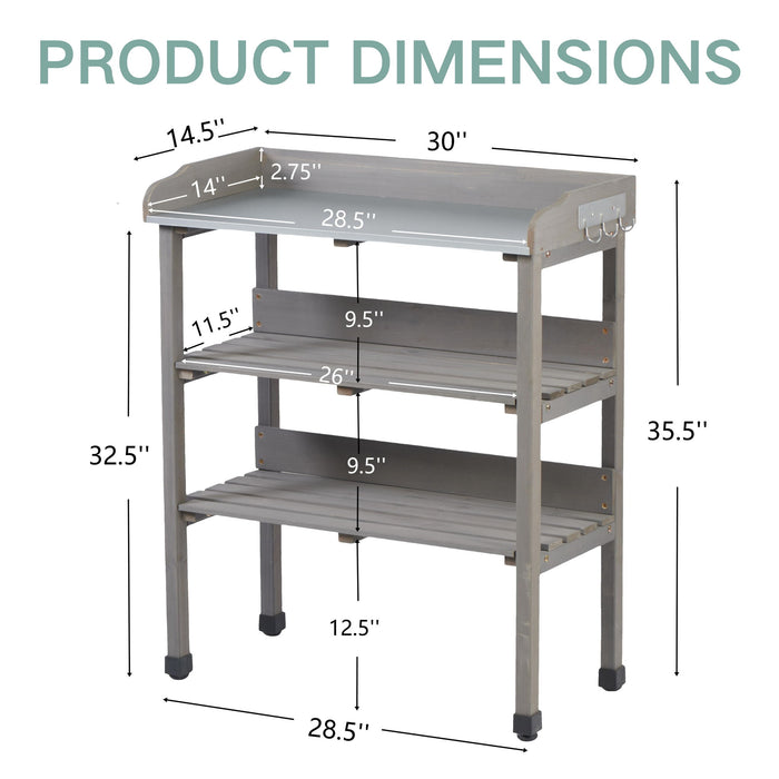 Outdoor Potting Table, 3 Tier Workbench