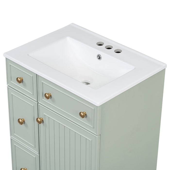 Transitional Style Bathroom Vanity Cabinet With Ceramic Sink