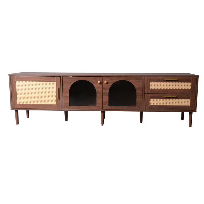 TV Stand With App-Controlled LED Lights, 2 Drawers & Door Storage