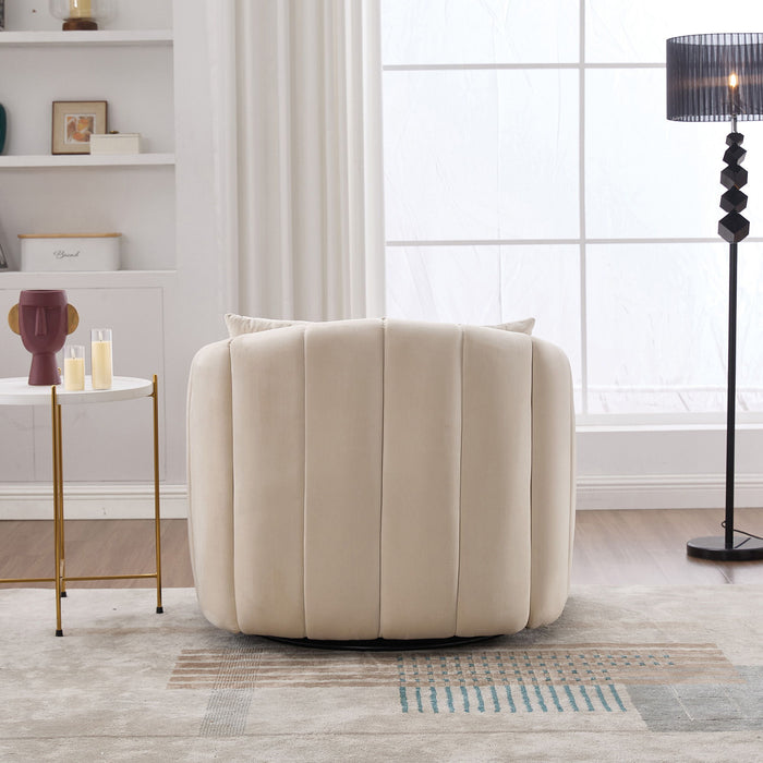 Upholstered Oversized 360° Swivel Accent Barrel Chair And Half Cozy Sofa With 3 Pillows