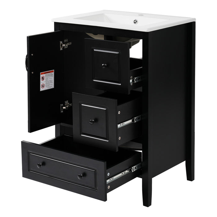 Retro Bathroom Vanity With Sink, Soft Closing Cabinet & Drawers