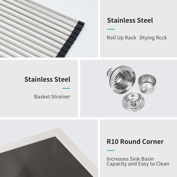 16 Gauge Undermount Double Bowl Kitchen Sink With 9" Deep Bowls - Brushed Nickel