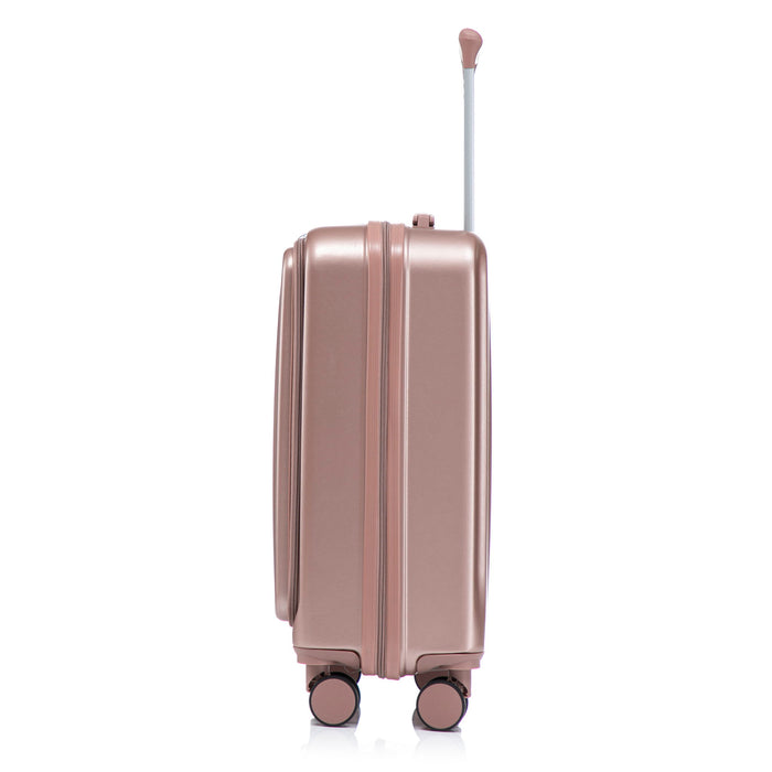 Luggage Set With Cosmetic Case, Combination Lock, Front Opening Design