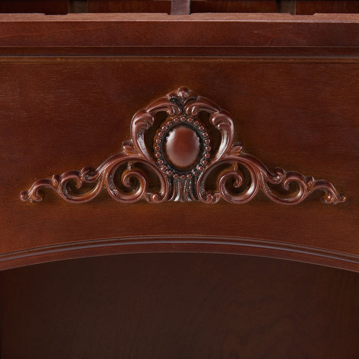 Traditional End Table With Charging Station, Narrow Side Table With USB Ports And Outlets - Red Walnut