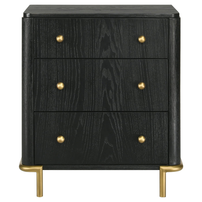 Anser - 3 Drawer Nightstand - Black
