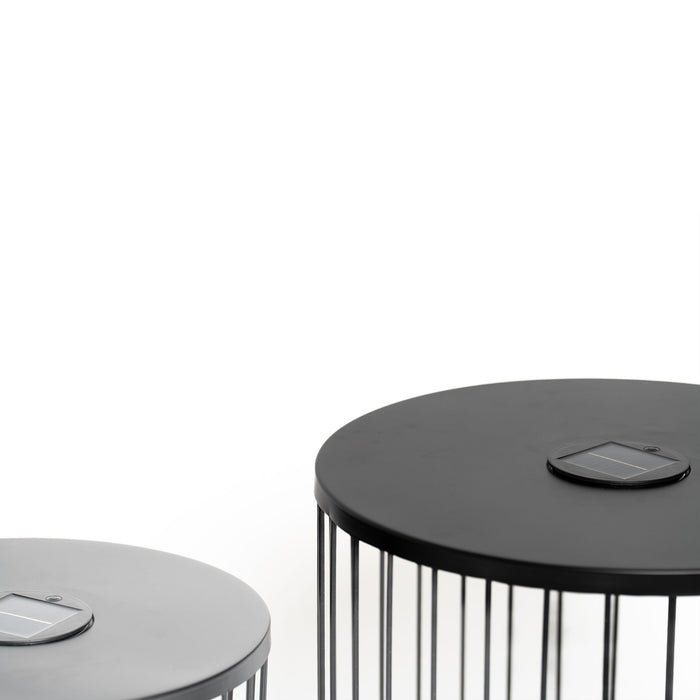 Solar Powered Nesting Side Table Set - Black