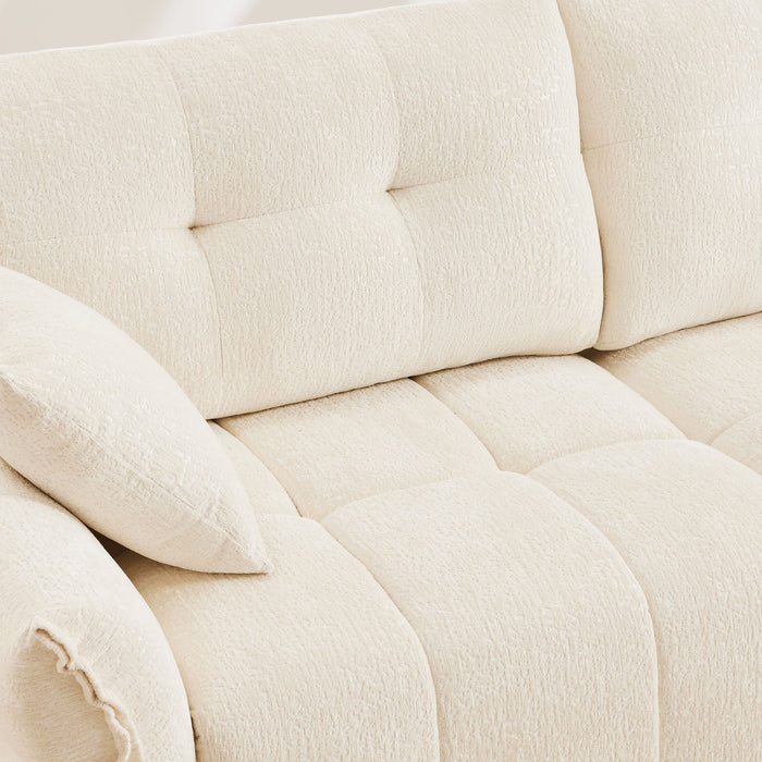 Sofa Set With Ottoman And Pillows, Textured, High Resilience Cushions