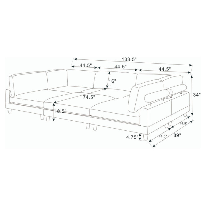 Modern Modular Sectional With Adjustable Back Support