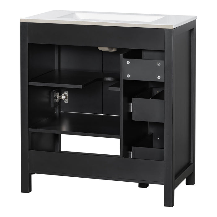 Bathroom Vanity With Sink Top, Bathroom Vanity Cabinet With 2 Doors And 2 Drawers, Open Shelf