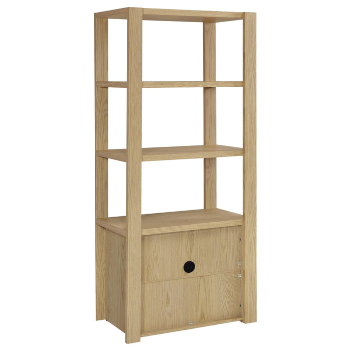Susac - 3 Shelf Media Tower With Tall Pier Cabinet - Light Oak