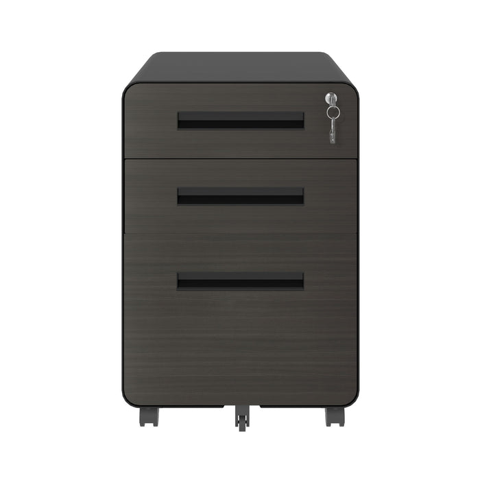 3-Drawer Mobile File Cabinet With Lock, On Casters, Holds A4/Letter Files