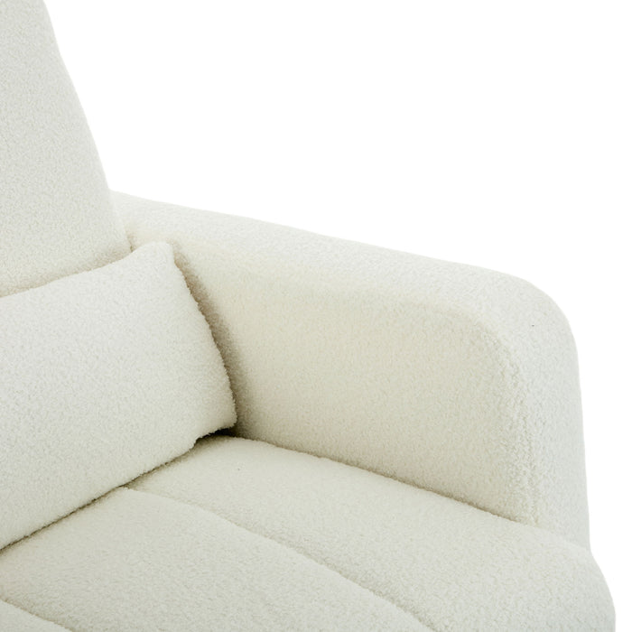 Accent Rocking Chair With Pillow, Spacious & Comfortable Seating For Living Room Or Bedroom - Cream White