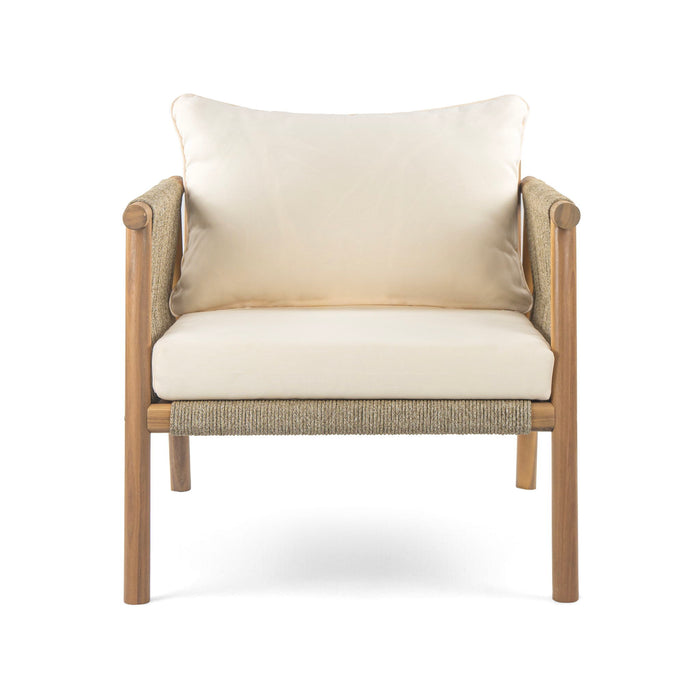 Modern Outdoor Woven Lounge Chair With Solid Frame And Cushions