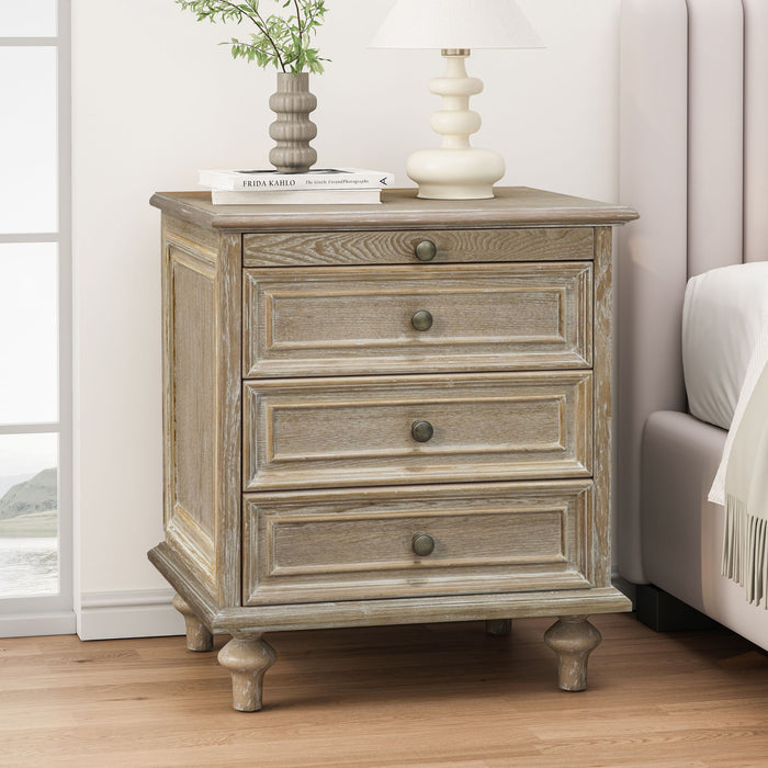 Farmhouse Nightstand With 4 Drawers