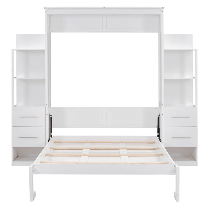 Murphy Wall Bed With Shelves, Drawers And LED Lights