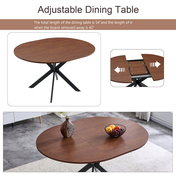 Extendable Round Dining Table - Walnut
