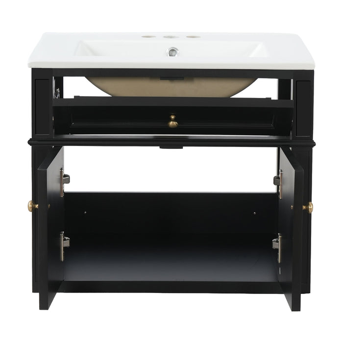 Wall Mounted Bathroom Vanity With Tip Out Drawer And Open Back Design
