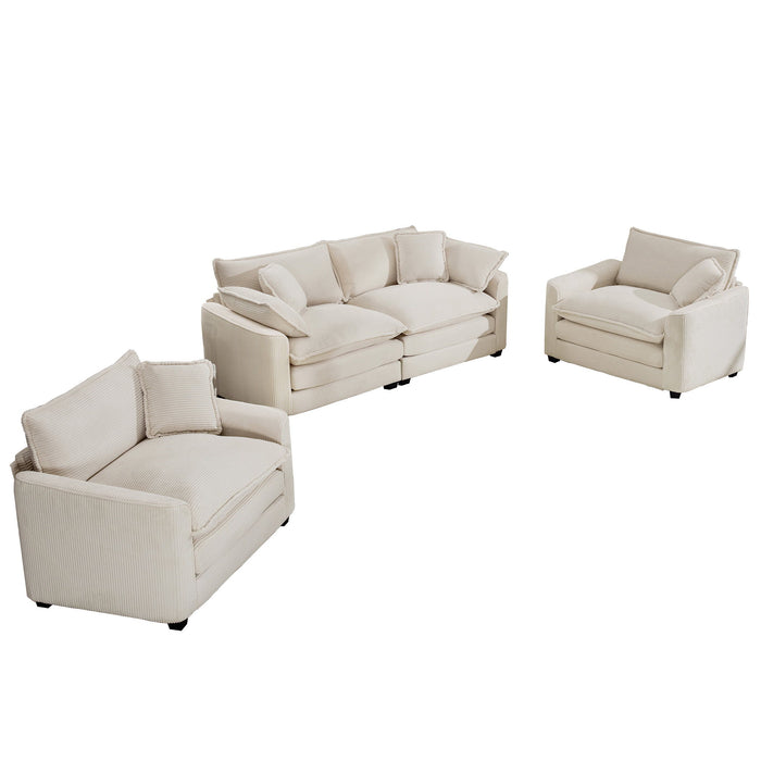 Elegant Corduroy Oversized Sectional Sofa Set With Deep Seats And Flexible Layout
