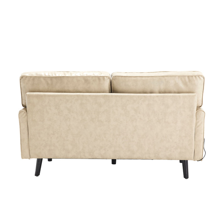 Mid Century Modern Loveseat Sofa With USB Ports, Removable Pillow Cover