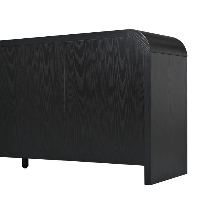 Curved Edge TV Stand With Large Cabinets