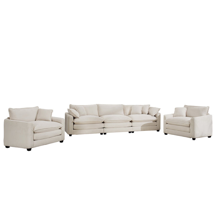 Elegant Corduroy Oversized Sectional Sofa Set With Deep Seats And Flexible Layout