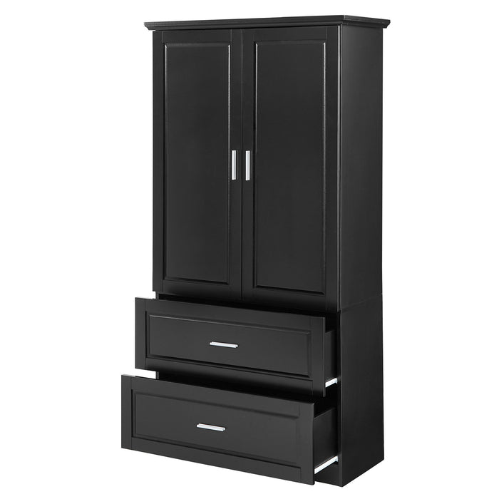 Tall Bathroom Storage Cabinet, Cabinet With 2 Doors And Drawers, Adjustable Shelf