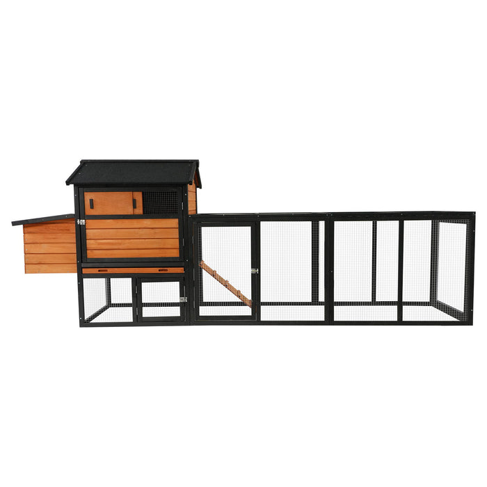 Chicken Coop, Large Outdoor Hen House With Run And Nesting Box Poultry Cage