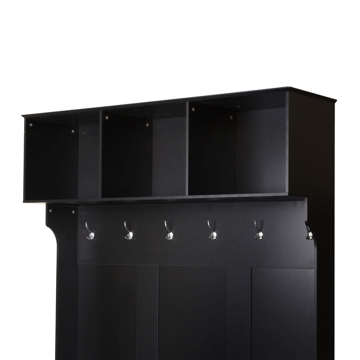 Hall Tree With 6 Hooks, Coat Hanger, Entryway Bench