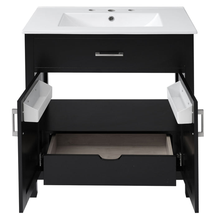 Bathroom Vanity With Sink And Ample Storage, Rectangular Undermount Sink - Black