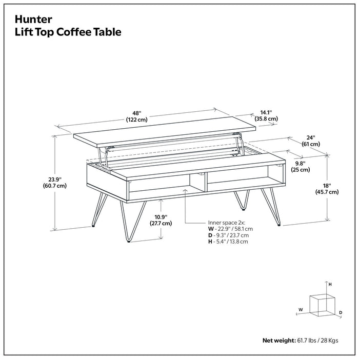 Hunter - Handcrafted Lift Top Coffee Table
