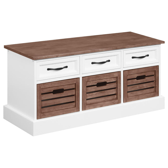 3 Drawer Storage Bench With Removable Baskets - Brown